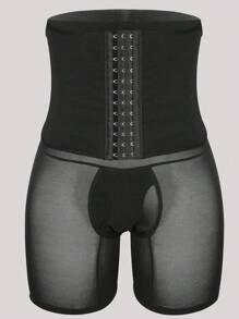 男士网眼开裆运动平角内裤 - 黑色 - 查看 1