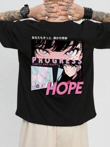 Manfinity Hypemode Nam Đồ họa chữ & hình trong tiếng Nhật Áo thun - màu đen - Xem 3