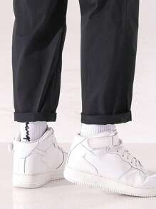 Men Flap Pocket Side Cargo Trousers - Black - View 5
