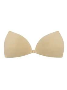 Women's Apricot Backless Knitted Fabric Sticky Bra With Clear Straps For Casual Comfy Wear - Apricot - View 3