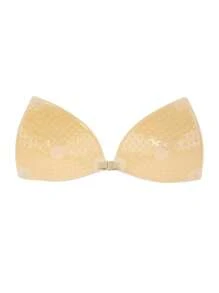 Women's Apricot Backless Knitted Fabric Sticky Bra With Clear Straps For Casual Comfy Wear - Apricot - View 5