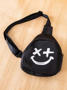 SHEIN 男小童表情圖案T恤和短褲&包 - 寶藍色 - 查看 6