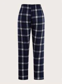 SHEIN 3pcs Plaid Print Tie Waist Pajama Sleep Pants, Fall Winter Clothes - Multicolor - View 4