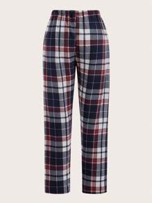SHEIN 3pcs Plaid Print Tie Waist Pajama Sleep Pants, Fall Winter Clothes - Multicolor - View 6