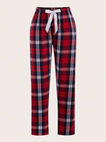 SHEIN 3pcs Plaid Print Tie Waist Pajama Sleep Pants, Fall Winter Clothes - Multicolor - View 9