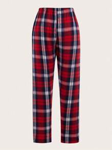 SHEIN 3pcs Plaid Print Tie Waist Pajama Sleep Pants, Fall Winter Clothes - Multicolor - View 10