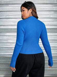 SHEIN EZwear Plus Letter Patched Detail Raglan Sleeve Zip Up Cardigan