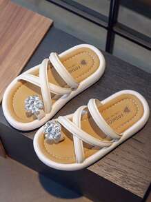 Chicas Chanclas de moda con diamante de imitación decorado para niños - Beis - Ver 1