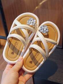 Chicas Chanclas de moda con diamante de imitación decorado para niños - Beis - Ver 2