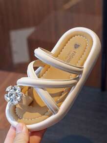 Chicas Chanclas de moda con diamante de imitación decorado para niños - Beis - Ver 3