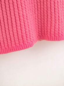 Tween Girl Ribbed Knit Drop Shoulder Jumper Dress - Hot Pink - View 5