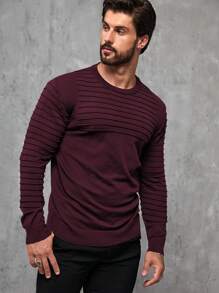 Manfinity Homme Hombres Jersey tejido de canalé - Burdeos - Ver 3