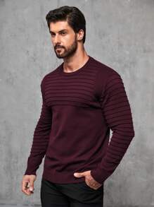 Manfinity Homme Hombres Jersey tejido de canalé - Burdeos - Ver 4