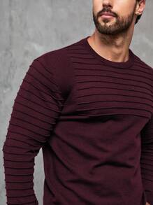 Manfinity Homme Hombres Jersey tejido de canalé - Burdeos - Ver 5