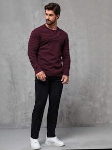 Manfinity Homme Hombres Jersey tejido de canalé - Burdeos - Ver 6