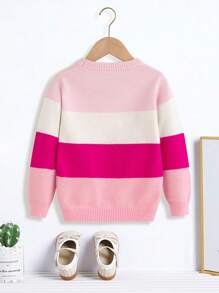 SHEIN Cô Gái Trẻ Khối màu Áo len - Hồng - Xem 2