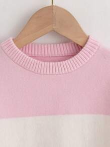 SHEIN Cô Gái Trẻ Khối màu Áo len - Hồng - Xem 3