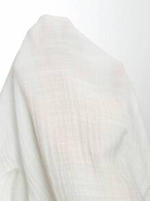 Swim Vcay Summer Beach Solid Button Front Curved Hem Kimono - White - View 4