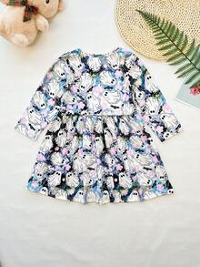 Jeune Fille Robe Imprimé Halloween