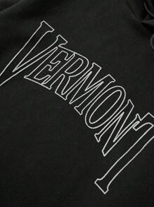 RueChic Men Letter Graphic Drawstring Hoodie - Black - View 3