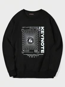RueChic Men Letter Graphic Sweatshirt - Black - View 1
