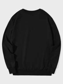 RueChic Men Letter Graphic Sweatshirt - Black - View 2