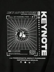 RueChic Men Letter Graphic Sweatshirt - Black - View 3