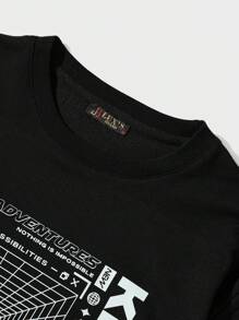 RueChic Men Letter Graphic Sweatshirt - Black - View 4