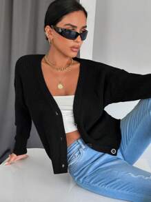 RueChic Oversized Voorpand met knoppen Cardigans
