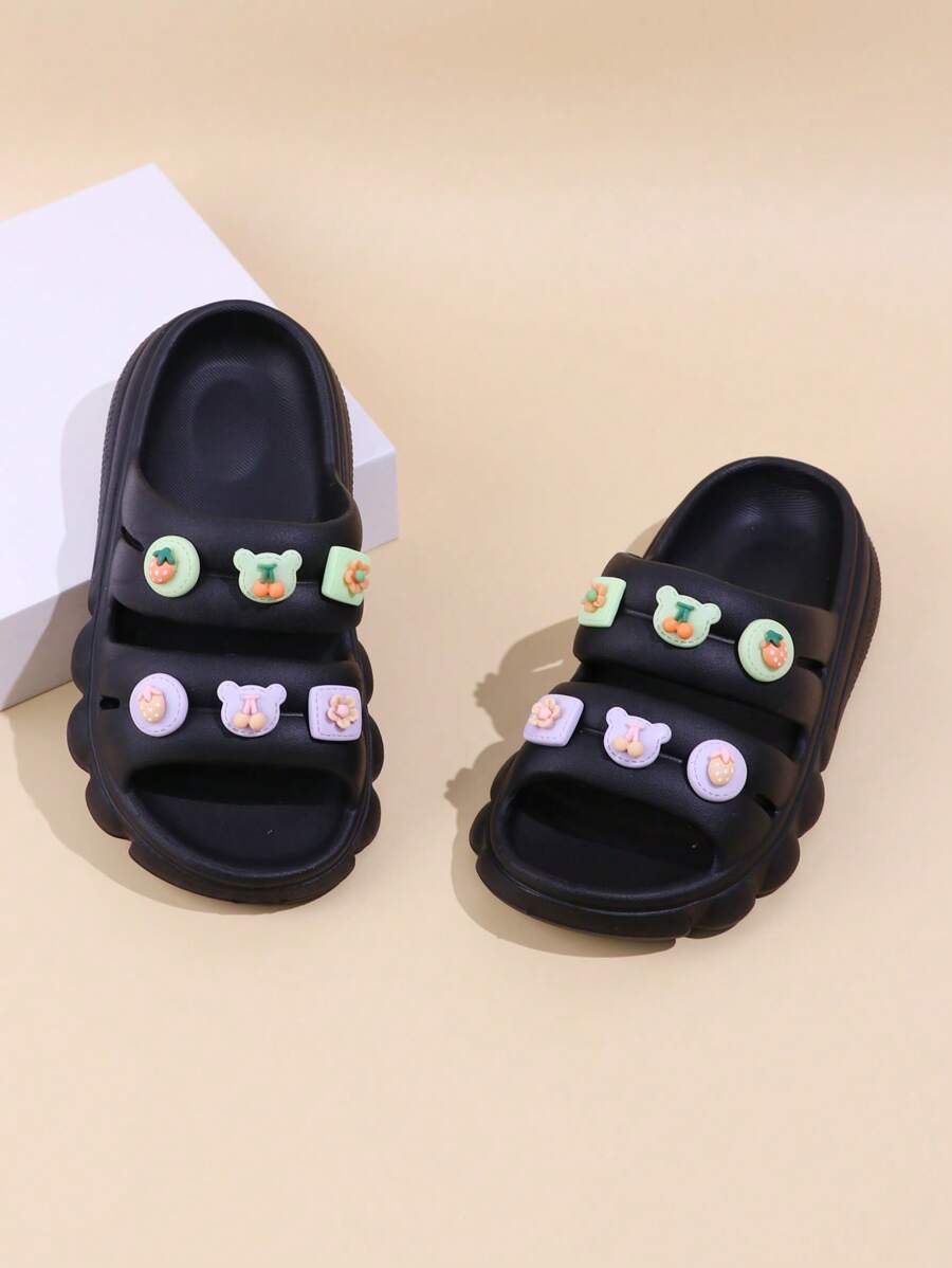 1 Paar Leichte Und Modische Schwarze Slipper Für Freizeit, Outdoor Und Strandkleidung - Schwarz - Übersicht 1