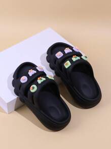 1 Paar Leichte Und Modische Schwarze Slipper Für Freizeit, Outdoor Und Strandkleidung - Schwarz - Übersicht 2