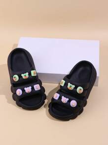 1 Paar Leichte Und Modische Schwarze Slipper Für Freizeit, Outdoor Und Strandkleidung - Schwarz - Übersicht 3