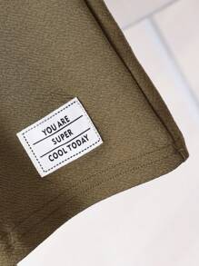 SHEIN 男大童字母補丁細節襯衫&腰部抽繩短褲 - 軍綠色 - 查看 3