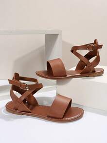 Mới Thời trang Kích thước lớn Của phụ nữ Dép phẳng Cho mùa hè bờ biển , Phương Tây - màu nâu - Xem 4