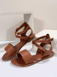 Mới Thời trang Kích thước lớn Của phụ nữ Dép phẳng Cho mùa hè bờ biển , Phương Tây - màu nâu - Xem 5