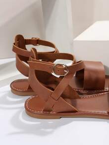 Mới Thời trang Kích thước lớn Của phụ nữ Dép phẳng Cho mùa hè bờ biển , Phương Tây - màu nâu - Xem 6