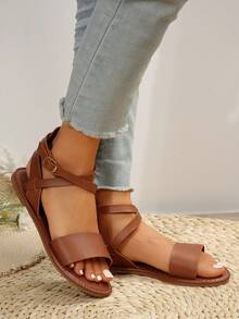 Mới Thời trang Kích thước lớn Của phụ nữ Dép phẳng Cho mùa hè bờ biển , Phương Tây - màu nâu - Xem 7