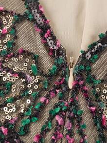 Vintage Flapper Dresses For Women,1920s V Neck Beaded Fringed Dress Cocktail Party Fance Dress Backless Evening Dresses Wedding Vacation Spring - Multicolor - View 5