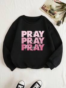 INAWLY Áo nỉ họa tiết chữ, Áo dài tay - màu đen - Xem 1