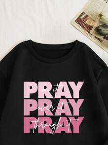 INAWLY Áo nỉ họa tiết chữ, Áo dài tay - màu đen - Xem 3