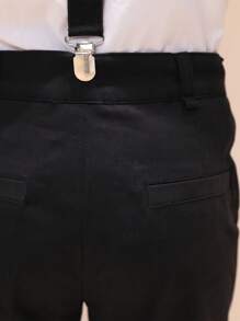 Set di 2 pezzi di camicia e pantaloni abbinati in tinta unita per ragazzi dai 10 ai 12 anni, adatto per feste di matrimonio, autunno/estate - nero - Visualizzare 6