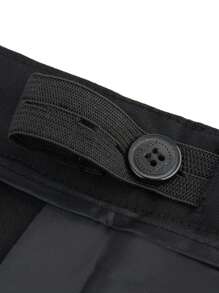 Set di 2 pezzi di camicia e pantaloni abbinati in tinta unita per ragazzi dai 10 ai 12 anni, adatto per feste di matrimonio, autunno/estate - nero - Visualizzare 7