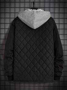 Manfinity VCAY 1pc Loose Fit Men's Zip-Up Quilted Coat - Black - View 2