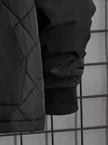 Manfinity VCAY 1pc Loose Fit Men's Zip-Up Quilted Coat - Black - View 3