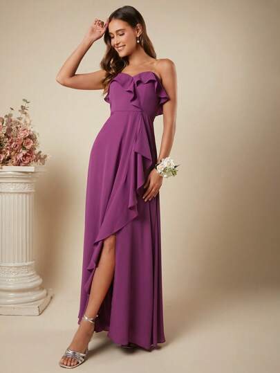 SHEIN belle フリルドレス SHEIN Belle スパゲッティストラップ フリルヘム ティアドレス