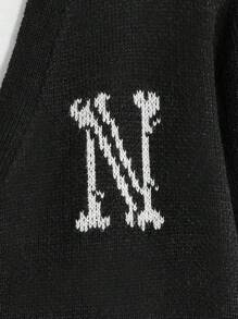 Manfinity VCAY 男士字母&骷髏圖案前紐扣開襟衫不帶T恤