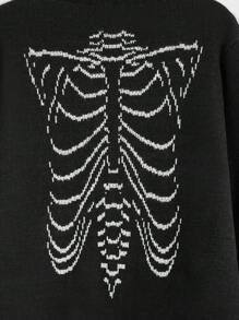 Manfinity VCAY 男士字母&骷髏圖案前紐扣開襟衫不帶T恤