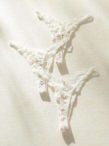 Snug Zone 3 paquets de mini-strings en dentelle à motif floral ditsy, lingerie sexy