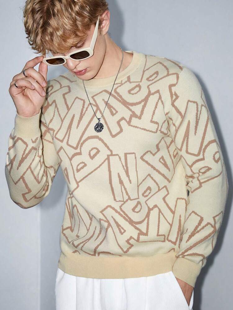 Men Letter Pattern Sweater