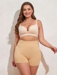 Plus Solid Shapewear Shorts - Apricot - View 3